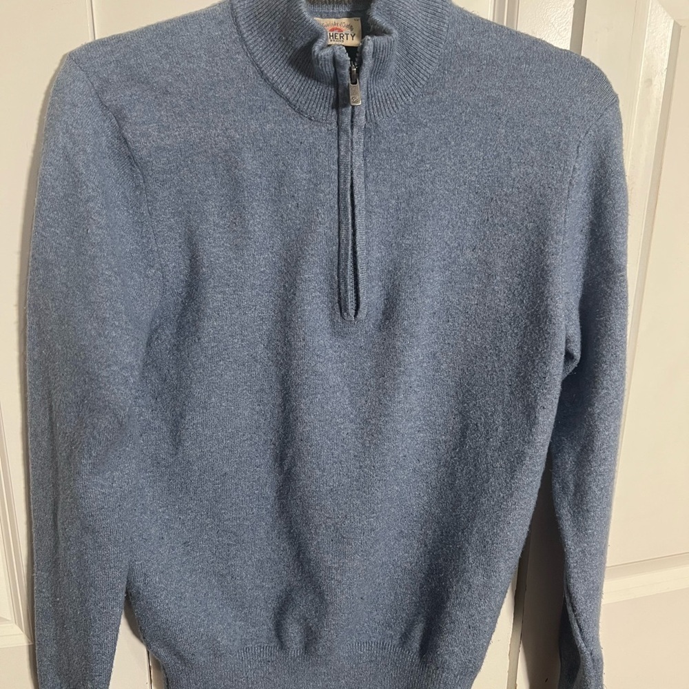 Faherty Men's Light Blue quarter ZipSweater